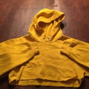 Yellow self cropped hoodie